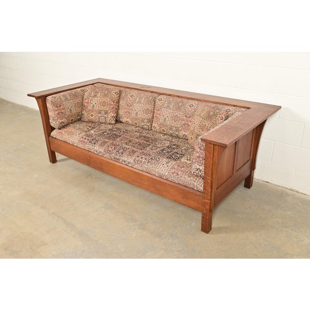 Stickley Mission Oak Arts and Crafts Settle Sofa For Sale In South Bend - Image 6 of 11