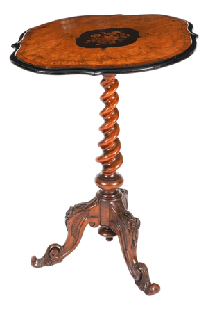 Antique Victorian Burr Walnut Wine Occasional Table, 19th Century