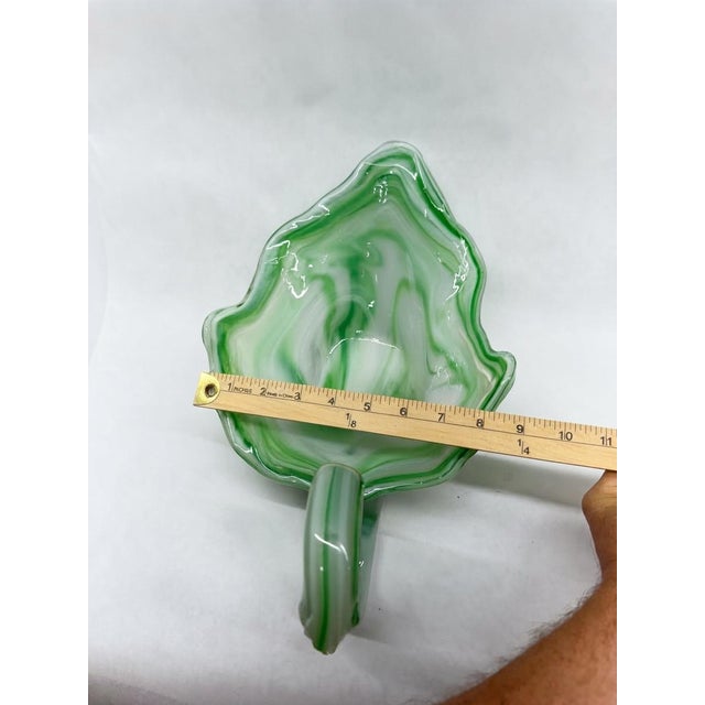 Mid-Century Murano-Style Green Slag Glass Swan Figural Bowl For Sale - Image 4 of 4