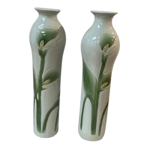 Maitland Smith Set of 2 Hand Painted Vintage Vases