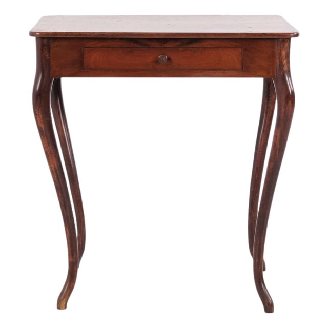 Mahogany Side Table with Drawer and Curved Legs, 1910 For Sale