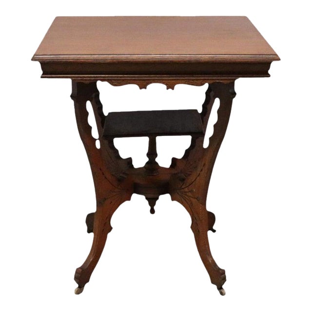 Antique Rj Horner Attr. Chip Carved Oak Table With Casters C1920 For Sale
