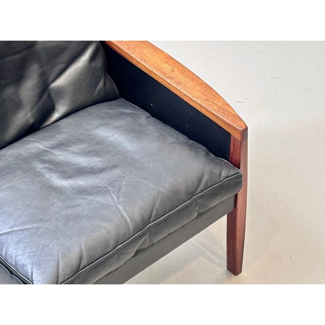 Mid-Century Sofa in Rosewood and Black Cowhide Leather by Hans Olsen for Vatne Møbler For Sale - Image 15 of 18