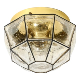 Vintage Glass Ceiling Lamp in Octagon Shape from Limburg, 1970s For Sale