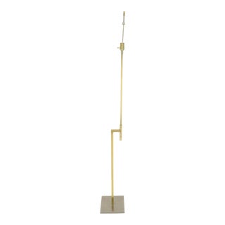 Solid Brass Chrome Rectangle Base Adjustable Mid Century Modern Floor Lamp For Sale