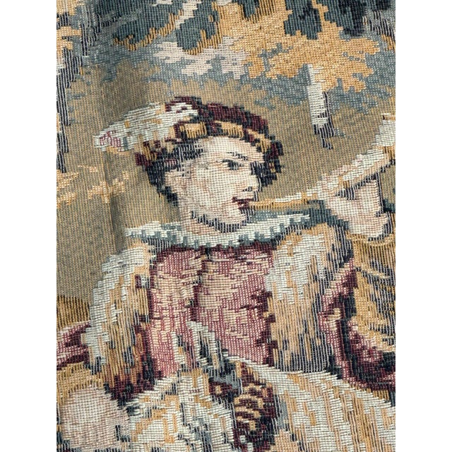 Vintage French Aubusson Style Jacquard Hunting with Hounds Tapestry, 1970s For Sale - Image 16 of 18