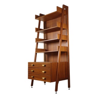 Vintage Italian Wood Bookcase, 1960s For Sale