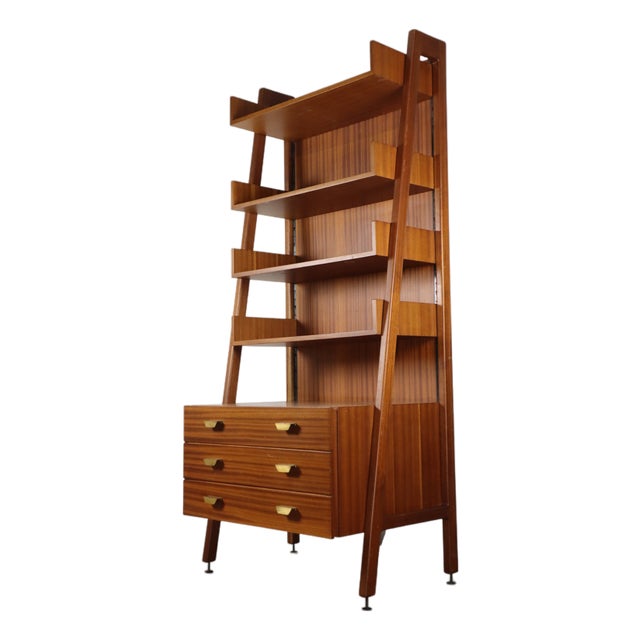 Vintage Italian Wood Bookcase, 1960s For Sale