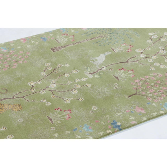 Rug & Kilim Rug & Kilim’s Modern Pictorial “Tree of Life” Runner in Green With Pictorials For Sale - Image 4 of 7