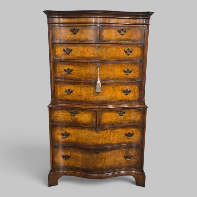 Serpentine Burr Walnut Chest of Drawers, 1910 For Sale - Image 13 of 13