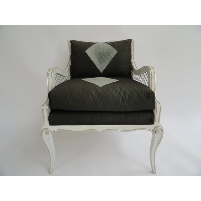 Mid 20th Century Vintage Harlequin Armchairs Attributed to Maison Jansen Set of 4 For Sale - Image 5 of 12