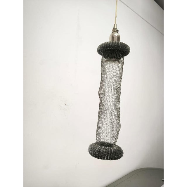 Suspension Lamp in Metal Mesh by Lamp International, 1990s For Sale - Image 4 of 12
