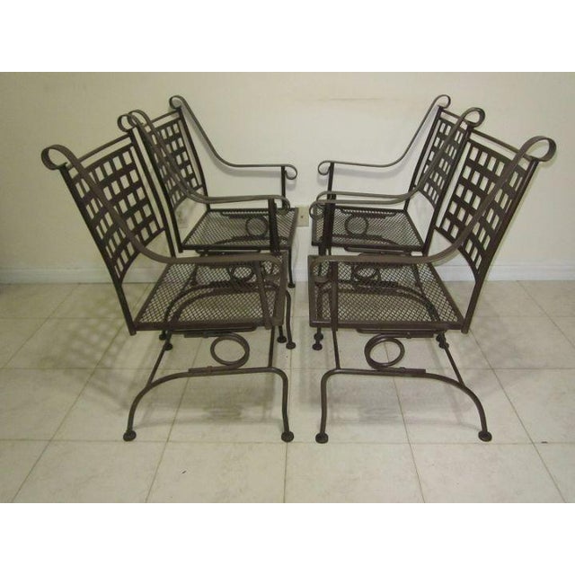 Black 1970s Russell Woodard Salterini Style Sculpture Black Glider Patio Chairs - Set of 4 For Sale - Image 8 of 12