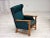 Danish Highback Armchair in Turkis-Green Wool and Oak Wood, 1970s For Sale - Image 4 of 18