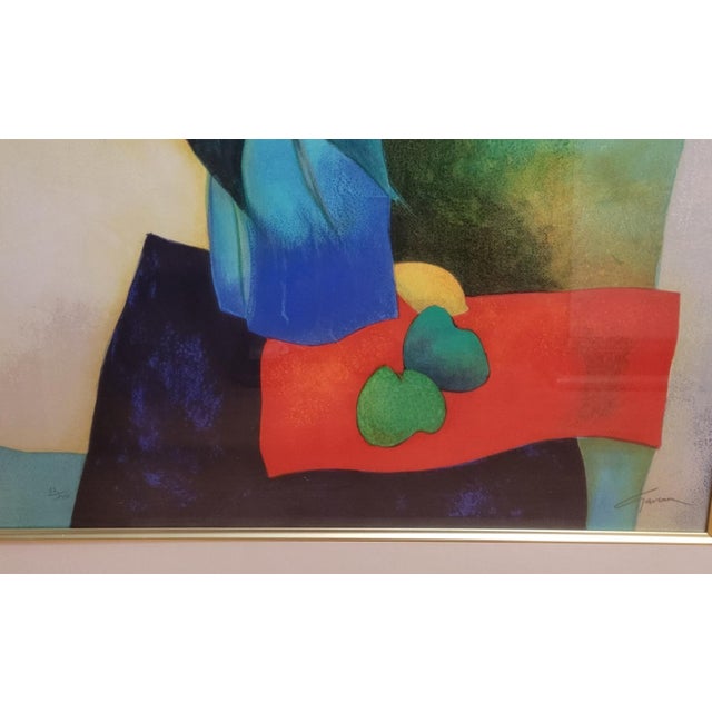 1980s Claude Gaveau Signed Limited Edition French Modernist Floral Still Life Lithograph, Framed For Sale - Image 5 of 6