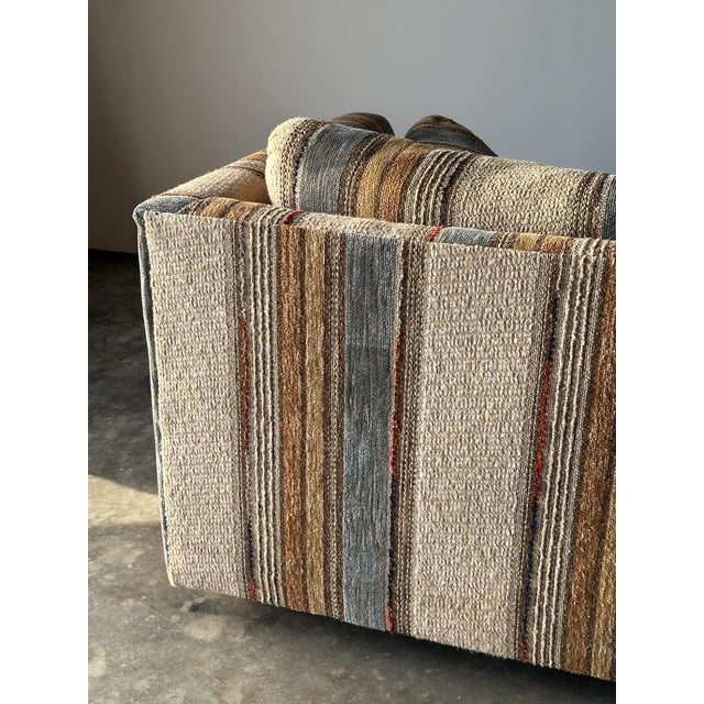 1970s Striped Woven Upholstery Three-Seat Sofa For Sale - Image 15 of 18