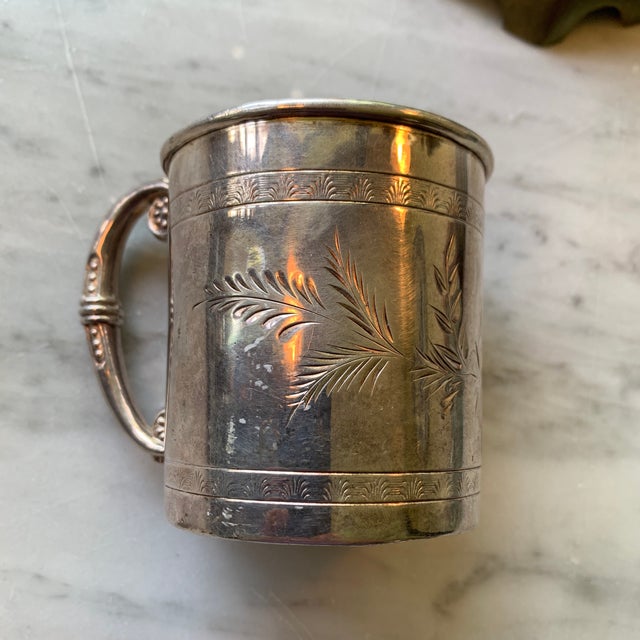 Antique Engraved Aesthetic Movement Silver Plate Cup For Sale - Image 12 of 12