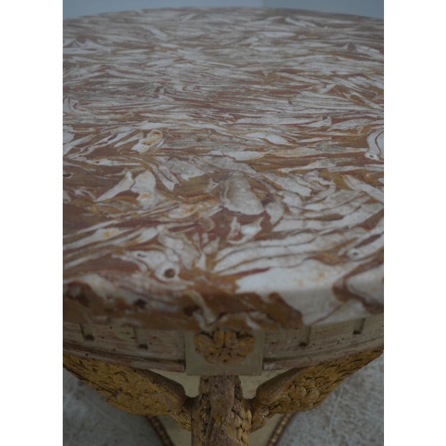 Vintage Louis XVI Marble Top Round Lamp Table W. Swans For Sale - Image 10 of 13