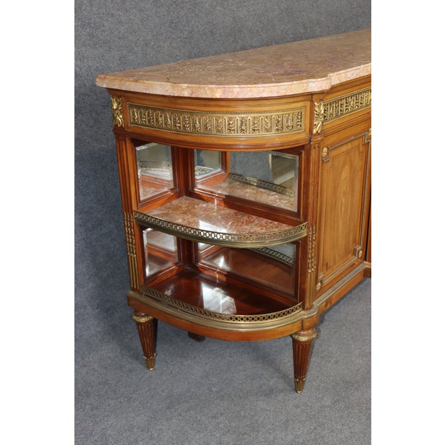 Bronze Fine Quality French Louis XVI Bronze Mounted Sideboard Buffet Marble Shelves For Sale - Image 8 of 8