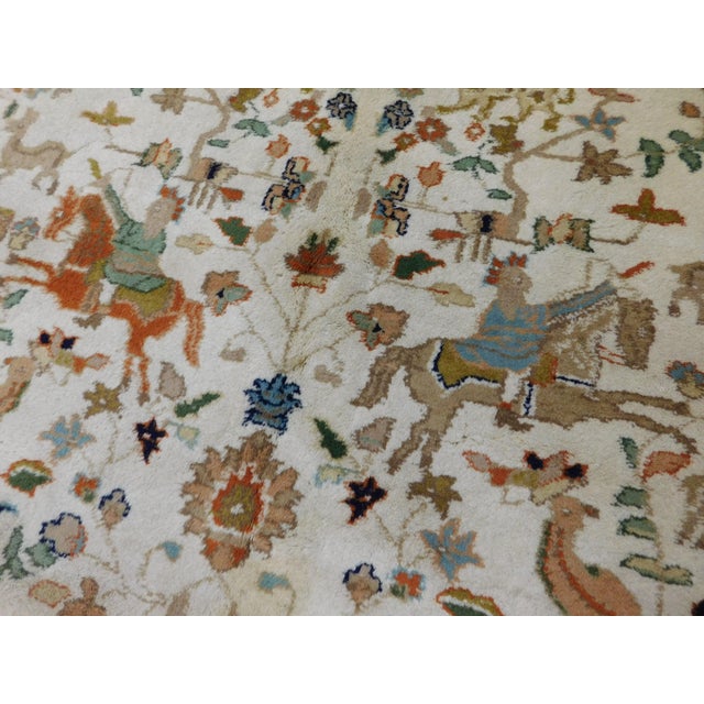 Mid Century Hand Knotted Persian Tabriz Rug, Depicting Royal Hunting Scene. For Sale - Image 14 of 18