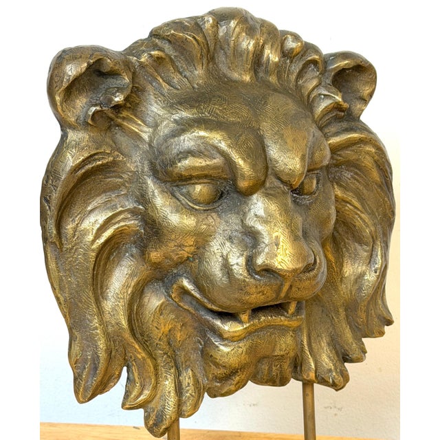 Large Finely Cast Bronze Lion Mask, Museum Mounted 20th Century For Sale - Image 13 of 15