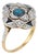 Edwardian Style Sapphire Diamond 18k Yellow Gold Ring, Size 6.5 For Sale