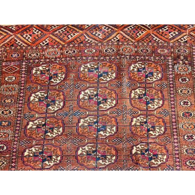 Vintage Turkmen Tekke in Allover Pattern in Red, Navy, Ivory, Yellow, Blue For Sale - Image 13 of 18