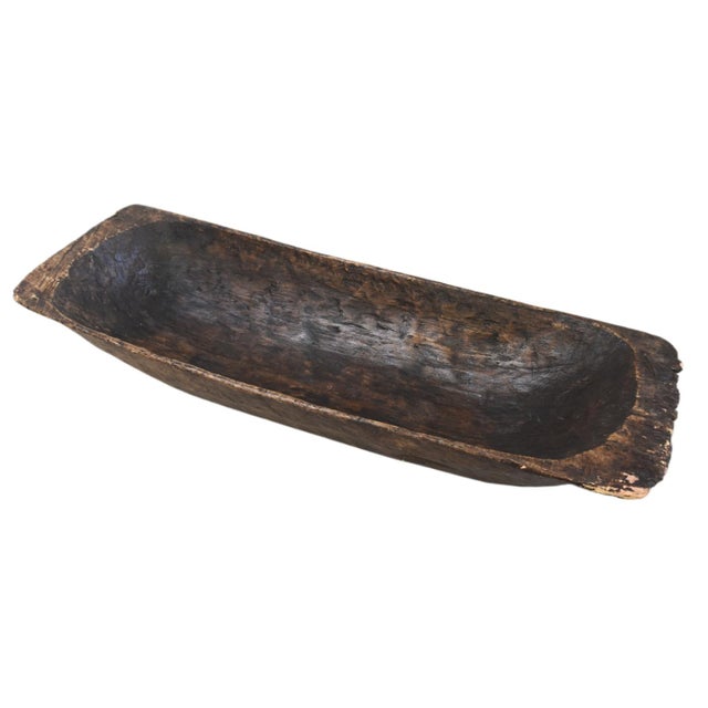 Antique Hand Carved Dough Harvest Bowl For Sale - Image 4 of 8