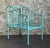 Wrought Iron Turquoise Lounge Chair for Outdoor with Grid Seat For Sale - Image 4 of 18