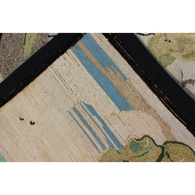 Black Pictorial Antique American Hooked Rug With Old Farm House Setting 2'2 X 3'5 For Sale - Image 8 of 8