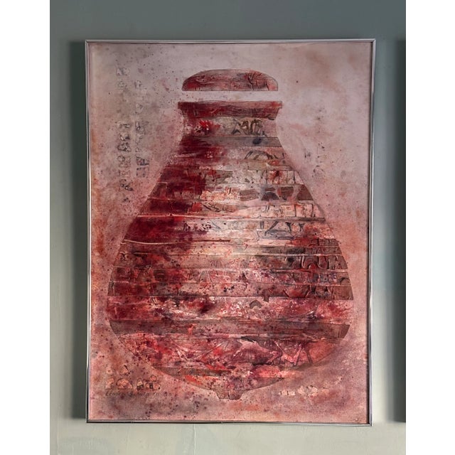 Pair of untitled abstract oil paintings by Lenore Schulman Lang, H: 40.25" W: 30.25". Lenore Schulman Lang (American 1927...