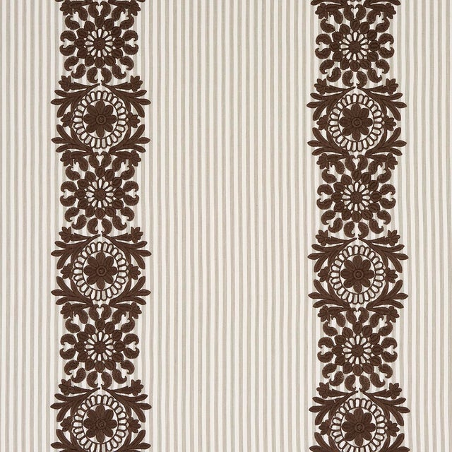 Schumacher Sample - Schumacher Joelle Stripe Fabric, Chocolate For Sale - Image 4 of 4