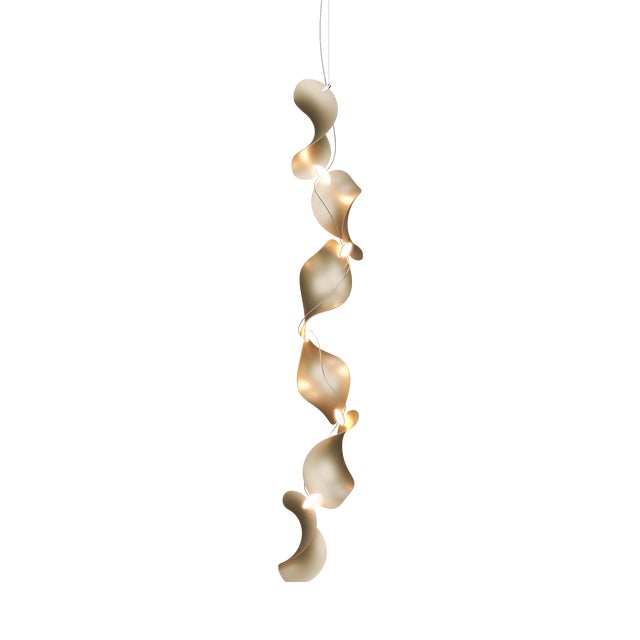 Dune 6 Vertical Line Pendant Light with Shades in Gold Metallic Tone by Daniel Becker for Moss Objects For Sale