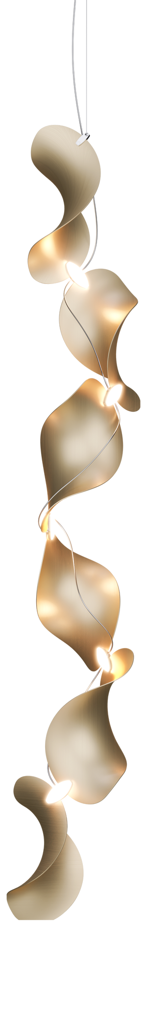 Dune 6 Vertical Line Pendant Light with Shades in Gold Metallic Tone by Daniel Becker for Moss Objects