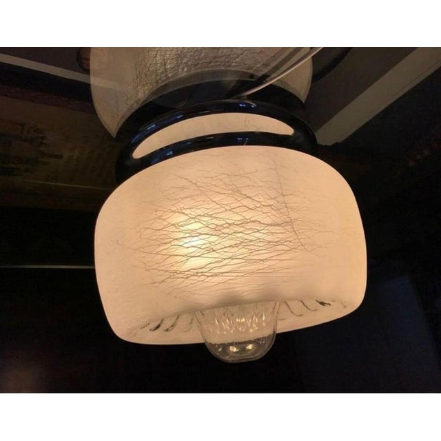 Vintage Ceiling Light in Glass Murano with Chrome Structure, Italy, 1970 For Sale - Image 3 of 7