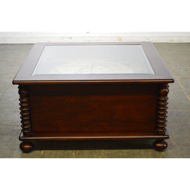 Lane National Geographic Collection World Map Square Glass Top Cherry