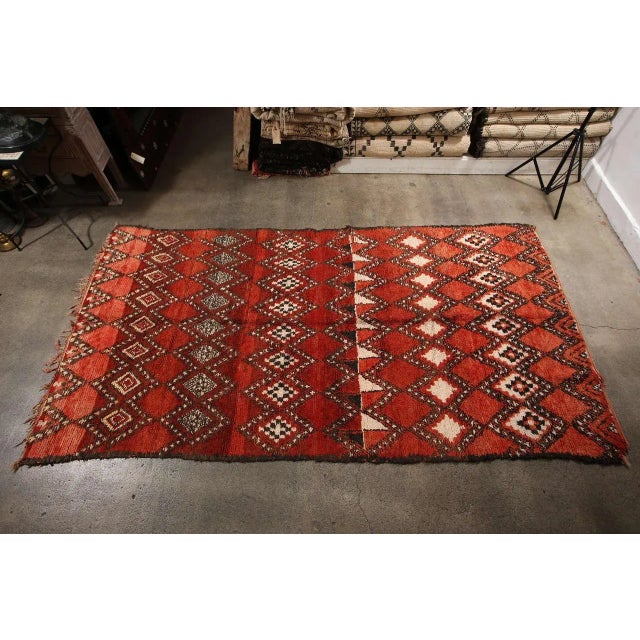 1960s Authentic Moroccan Red Tribal Rug North Africa For Sale - Image 9 of 10