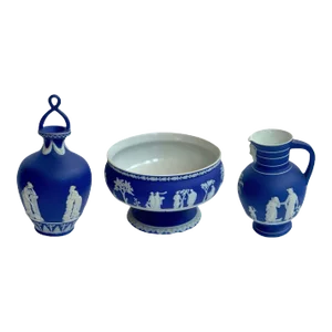 3-Piece Jasperware Wedgwood Set, Circa 1950's