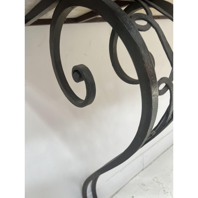 Art Deco Style Console Table in Hammered Wrought Iron, 1900s For Sale - Image 3 of 14