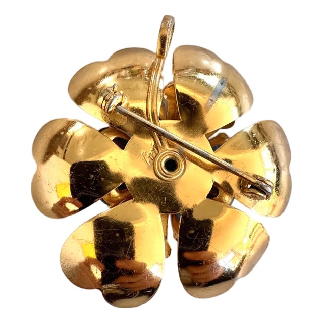 Mid 20th Century Coro Gold Tone Rhinestone Vintage Brooch/Pendant For Sale