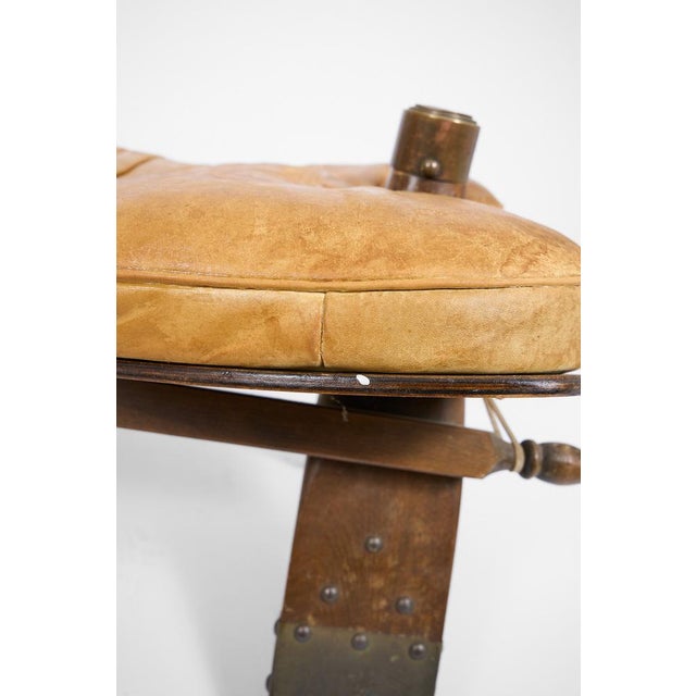 Vintage Pommel Horse Ottoman in Leather and Wood, 1960s For Sale - Image 4 of 13