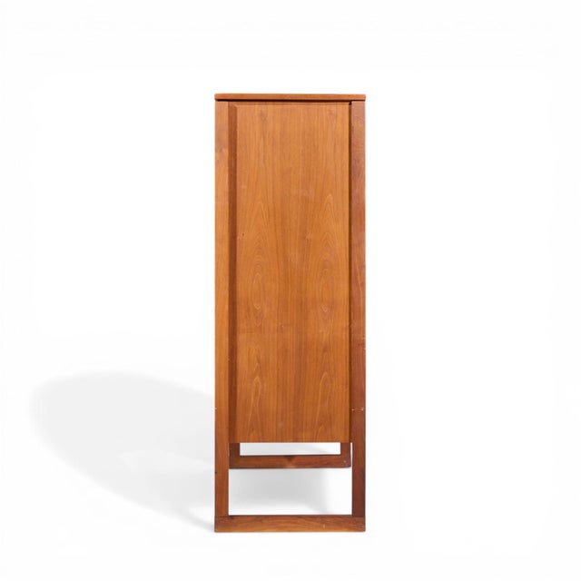Mid 20th Century Jens Risom Mid Century Walnut Sled Leg Armoire Cabinet For Sale - Image 5 of 7