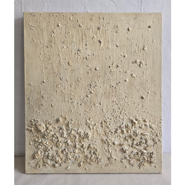 Ivory California Beach #3 — Natural Palette Abstract Relief Seascape Oil Painting For Sale - Image 8 of 9