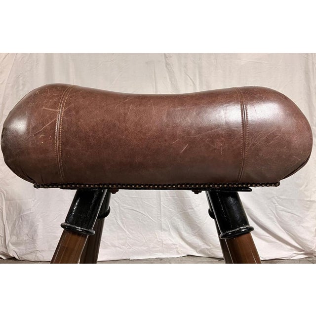 Antique Gymnastic Horse in Cow Leather, Italy, 1940s For Sale - Image 3 of 13