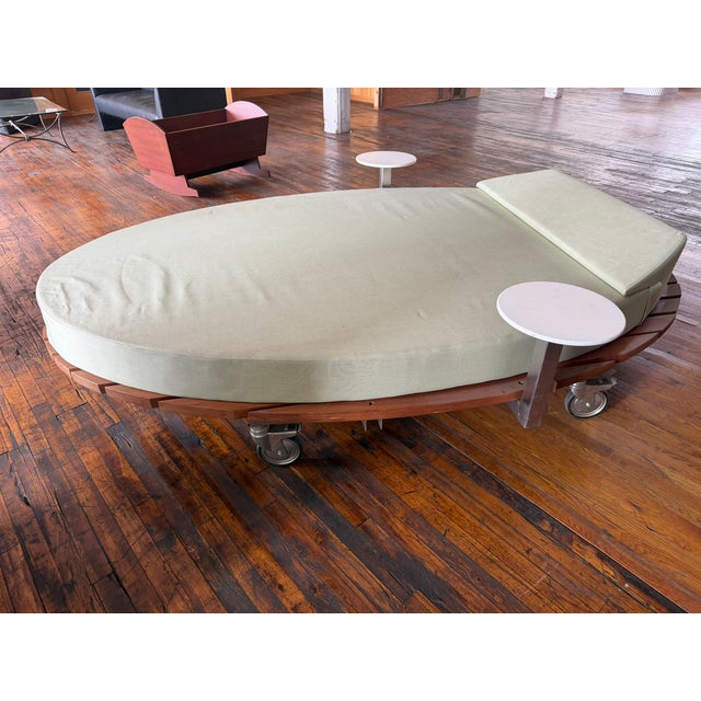 This striking custom daybed from the Palms Hotel in Las Vegas features an oversized oval silhouette with a sculptural...