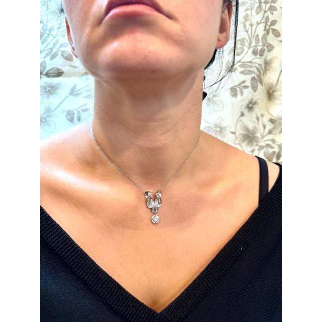 Vintage 2.55 Ct Diamond Solitaire Diamond 0.90 Ct Pendant in 14 K White Gold For Sale - Image 10 of 18