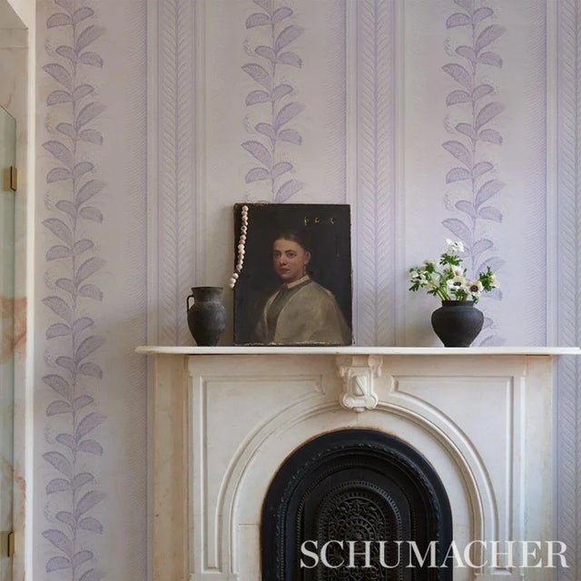 Contemporary Sample - Schumacher Hydrangea Drape Wallpaper in Lilac For Sale - Image 3 of 4