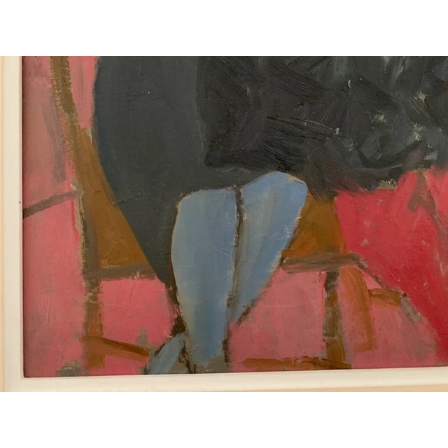 1970s Bruno Paoli "Fur" Original Italian Modern Figurative Portrait, 20th Century Florence Italy Fine Art Painting, Oil on Board, 23.5x20" For Sale - Image 5 of 8