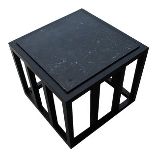 Ebonized Marble Side Table For Sale