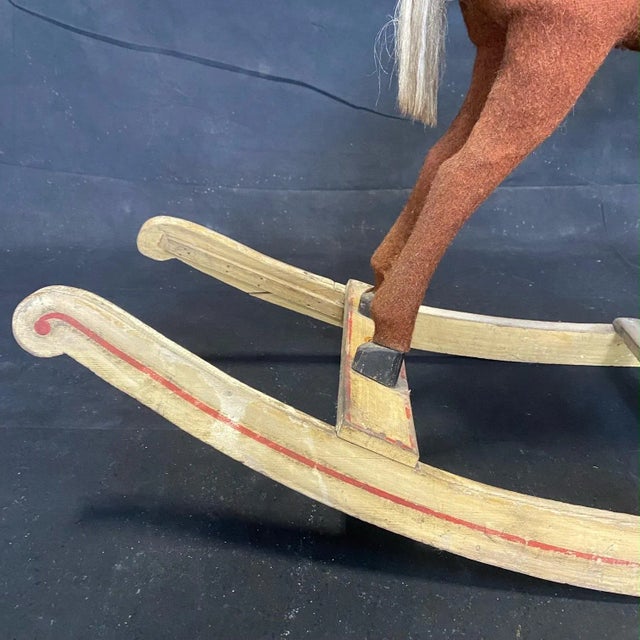 Folk Art British 19th Century Rocking Horse With Glass Eyes For Sale In Portland, ME - Image 6 of 13